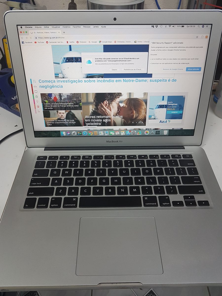 MacBook Air A1466 - RESULTADO - caso real de reparo de placa lógica